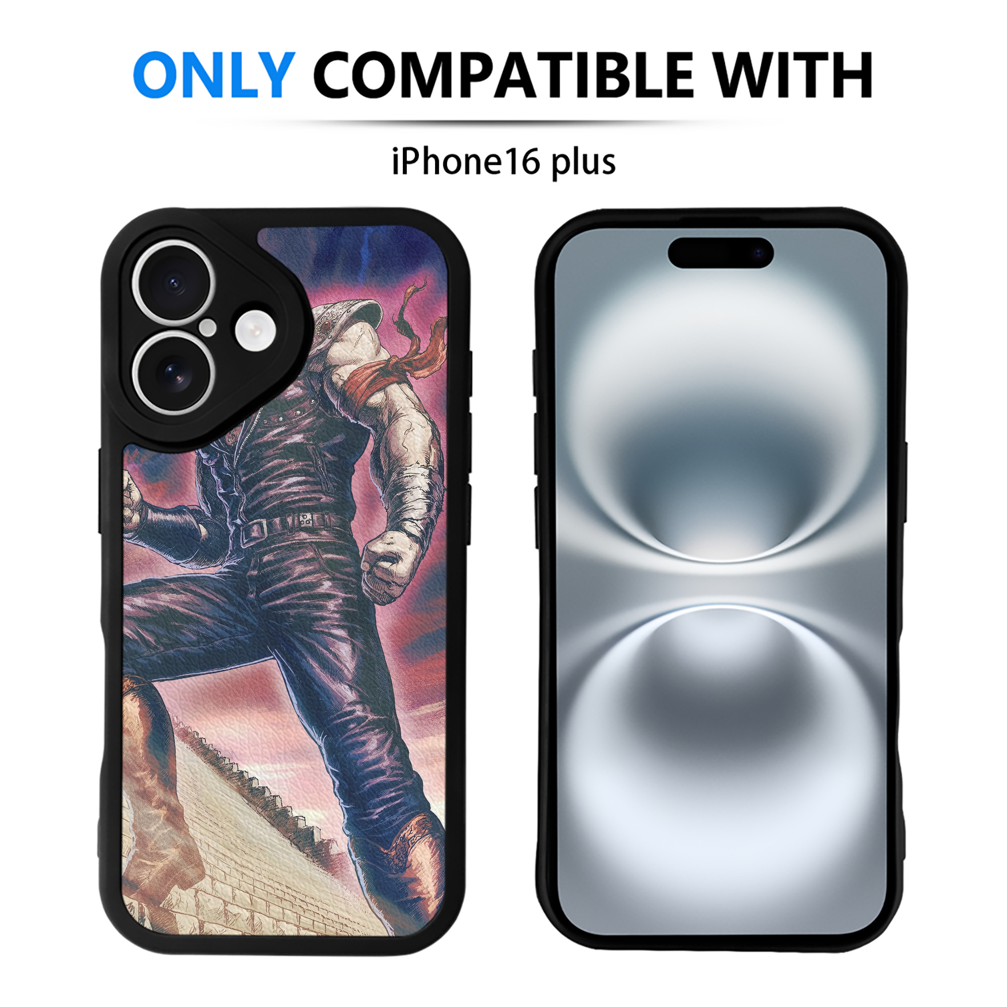 （画像用） 北斗の拳 Fist of the North Star 【iPhone 16シリーズ対応】シリコンスマホケース（レザー調） 材質：シリコン